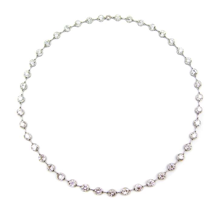 Early 20th century diamond set chain necklace
